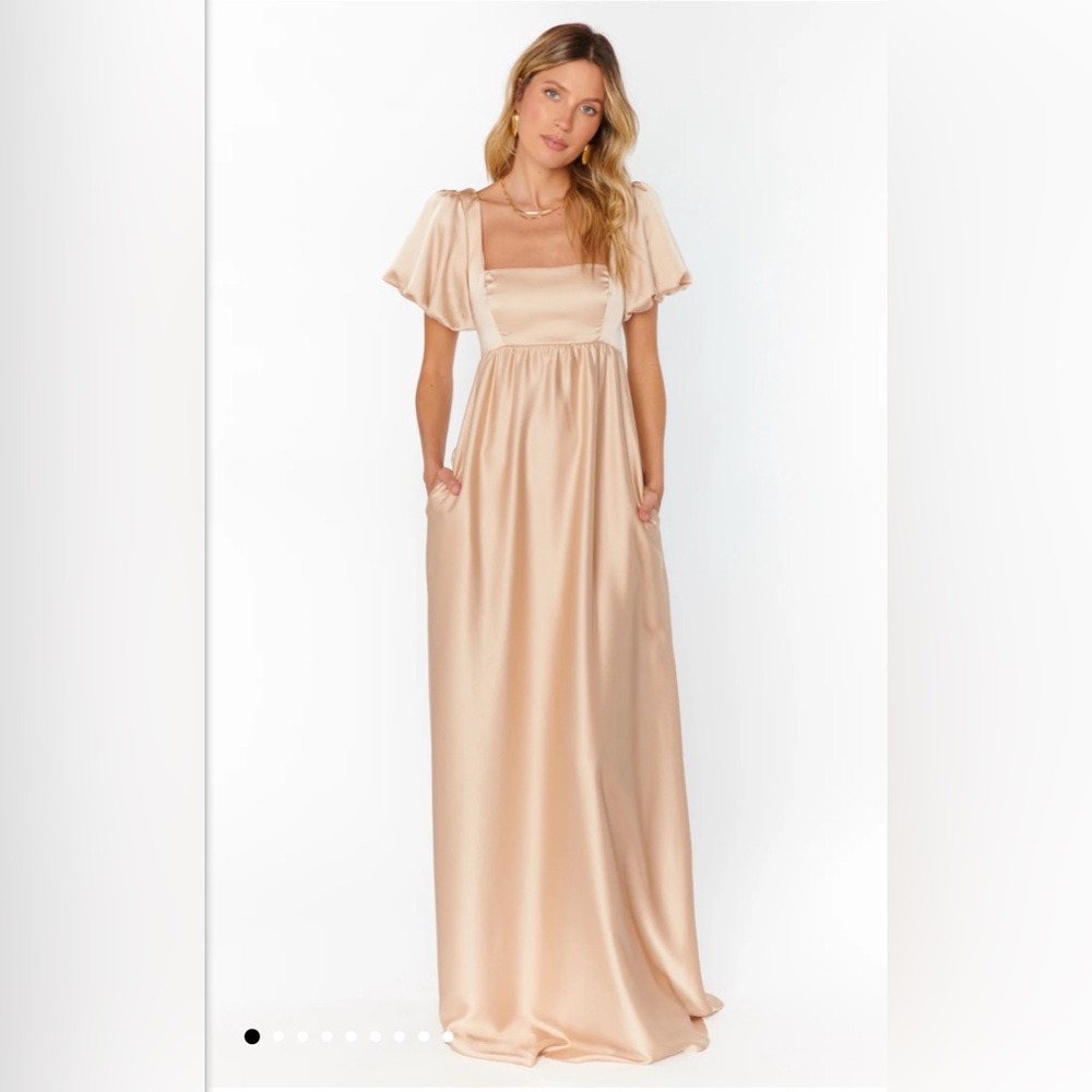 Show Me Your Mumu- Nora Maxi Dress in Champagne Luxe Satin